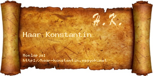 Haar Konstantin névjegykártya